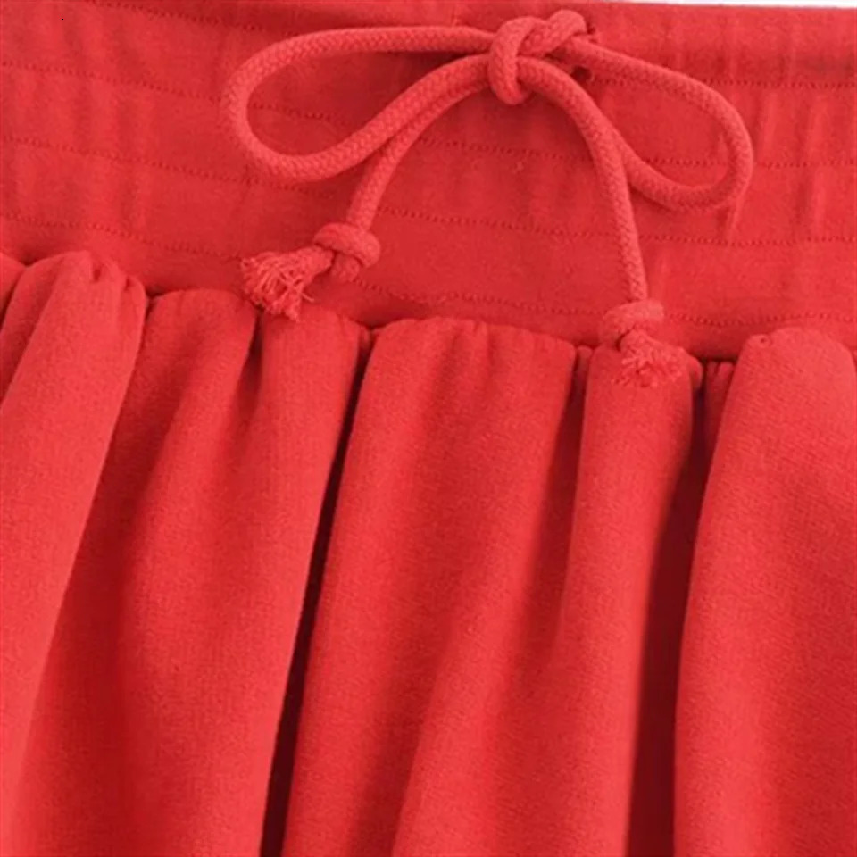 2025 Spring Product Womens Fashion Solid Color Lantern Balloon Bottom Cotton Mini Skirt 250402