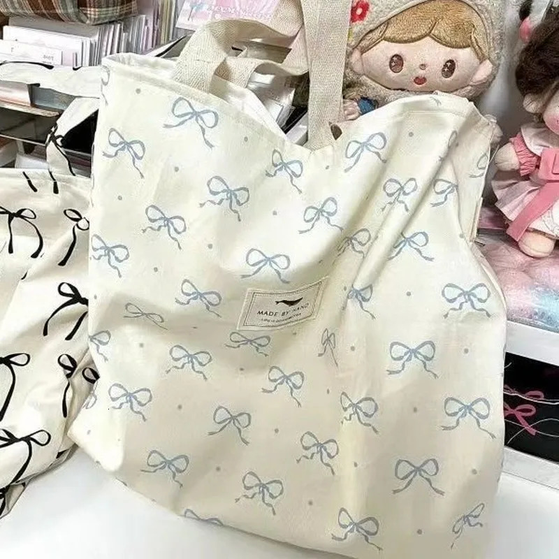 Female Student Korean Version Shoulder Bag Commuting Large Capacity Tote Bag Bow Tie Handbag Shopping Bag 251104