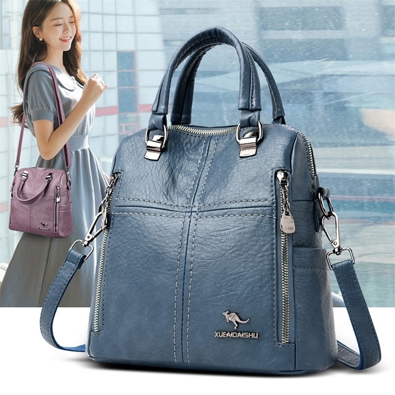 High Quality Leather Backpack Women Shoulder Bags Multifunction Travel Backpack School Bags for Girls Bagpack Mochila251104ww