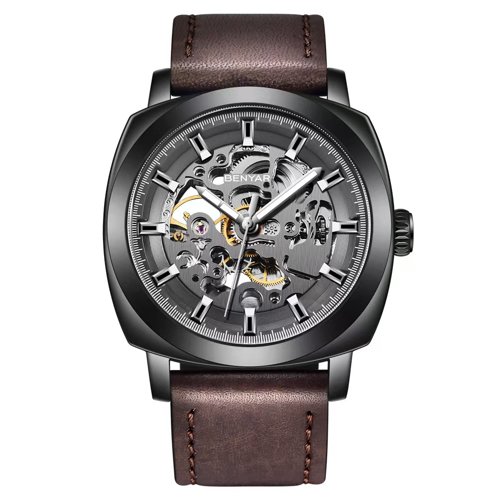 Elegant Male Accessory Unisex Skeleton Handcrafted Luxury Chronograph Featuring a Robust Stainless Steel Case
