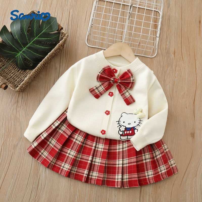 Sanrio Childrens Sweater Knitted Cardigan 2025 Autumn New Cartoon Cute Girl Cardigan Set H251105