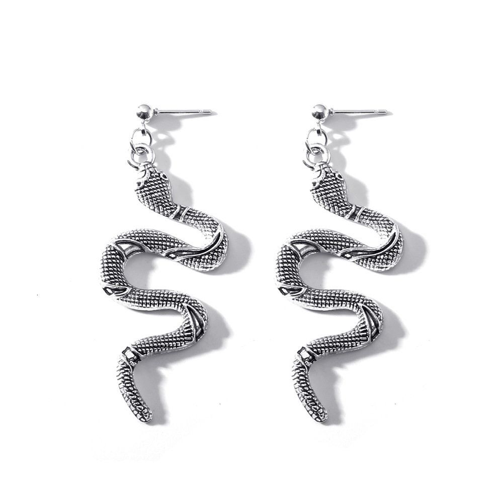 New Trendy Creative Exaggerated Snake-shaped Personality Internet Celebrity Alloy Long Earrings