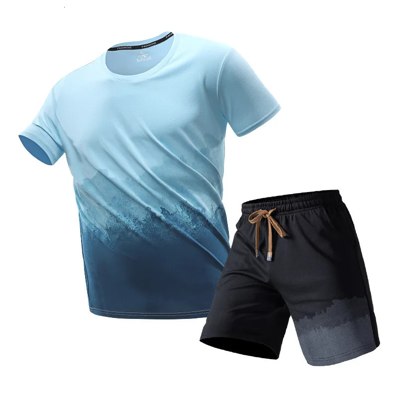 Summer set mens casual sports short sleeved set mens clothing summer set mens clothing mens shorts golf combination 250403