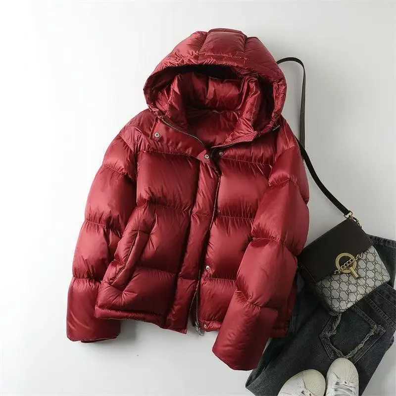 Womens Winter 2025 New High-end Thicken Goose Down Coat Lady Short Parka OvercoatT251105