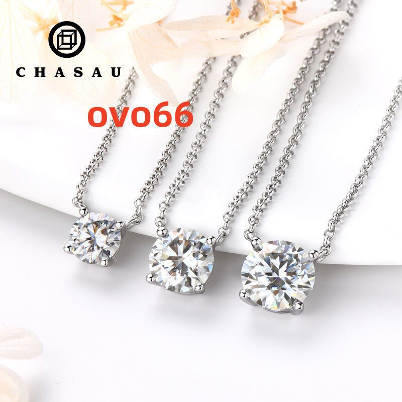 Original 925 Silver Chains Solitaire Drop Necklaces Bridal Fine Jewelry 1CT 2CT 3CT Moissanite Pendant Necklace for Women