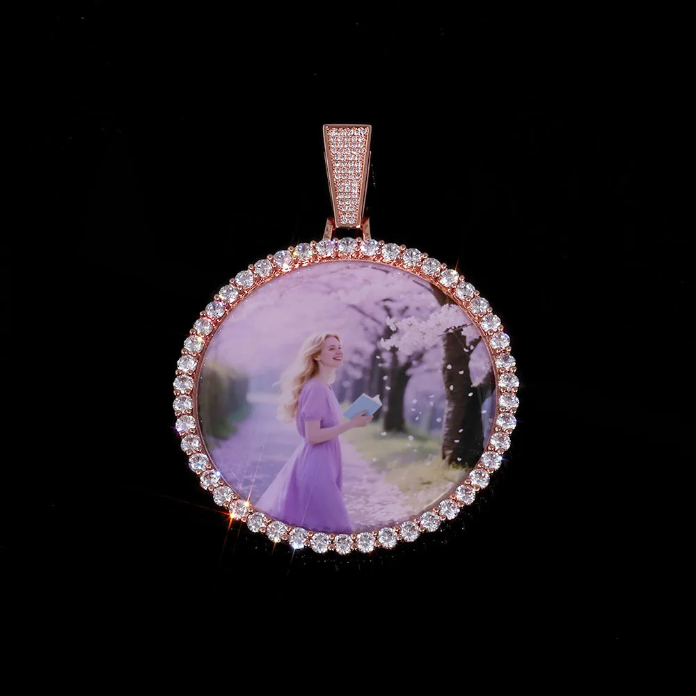 HHIOK Customized Necklaces Circle Chain Picture Personalized Diamond Memory Pendant with Po Wing Gift for Men Women 251105