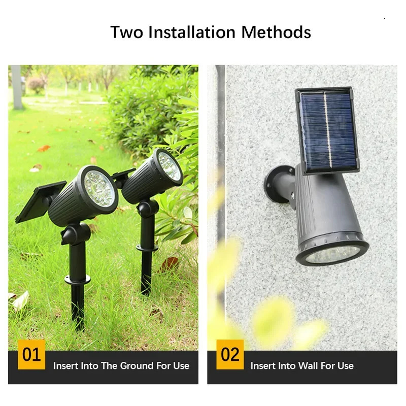 9 LEDs Solar Spotlights Outdoor IP65 Waterproof Spot Lights Brightness Adjustable for Garden Backyard Driveway Patio Decor 251104