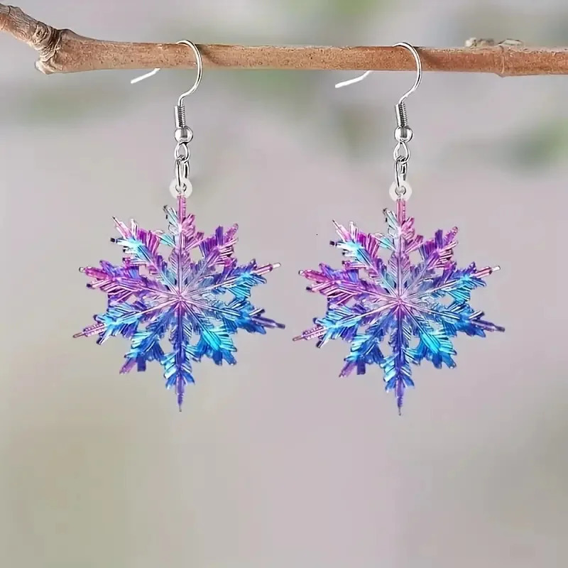 Colorful Shining Snowflake Acrylic Stainless Steel Hypoallergenic Earrings for Women Earrings Christmas Year Jewelry Gifts 251131