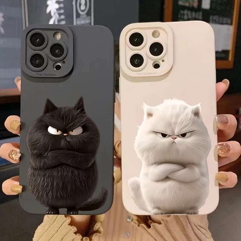 Funny Cool Cat Silicone Phone Case For iPhone 14 13 12 11 Max 15 Pro XS XR X 7 8 16 Plus Shockproof Matte Soft Cover