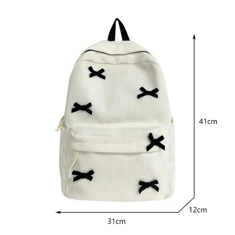 Cute Bowknot Aesthetic Backpacks Lightweight School Bookbags Students Sweet Rucksack for Womens Corduroy College Mochilas 251104