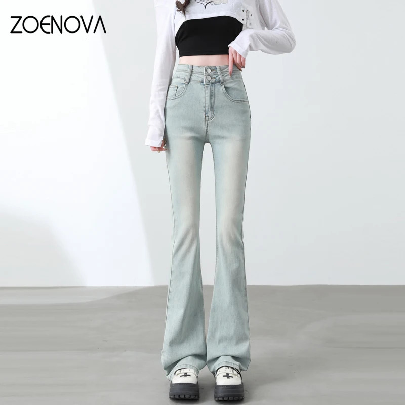 Zoenova Light Wash Wide Leg Bag Jeans Womens Spring High Waist Ultra Thin Flared Pants Casual Edition Y2K Boots Cut Denim Trouser 250403