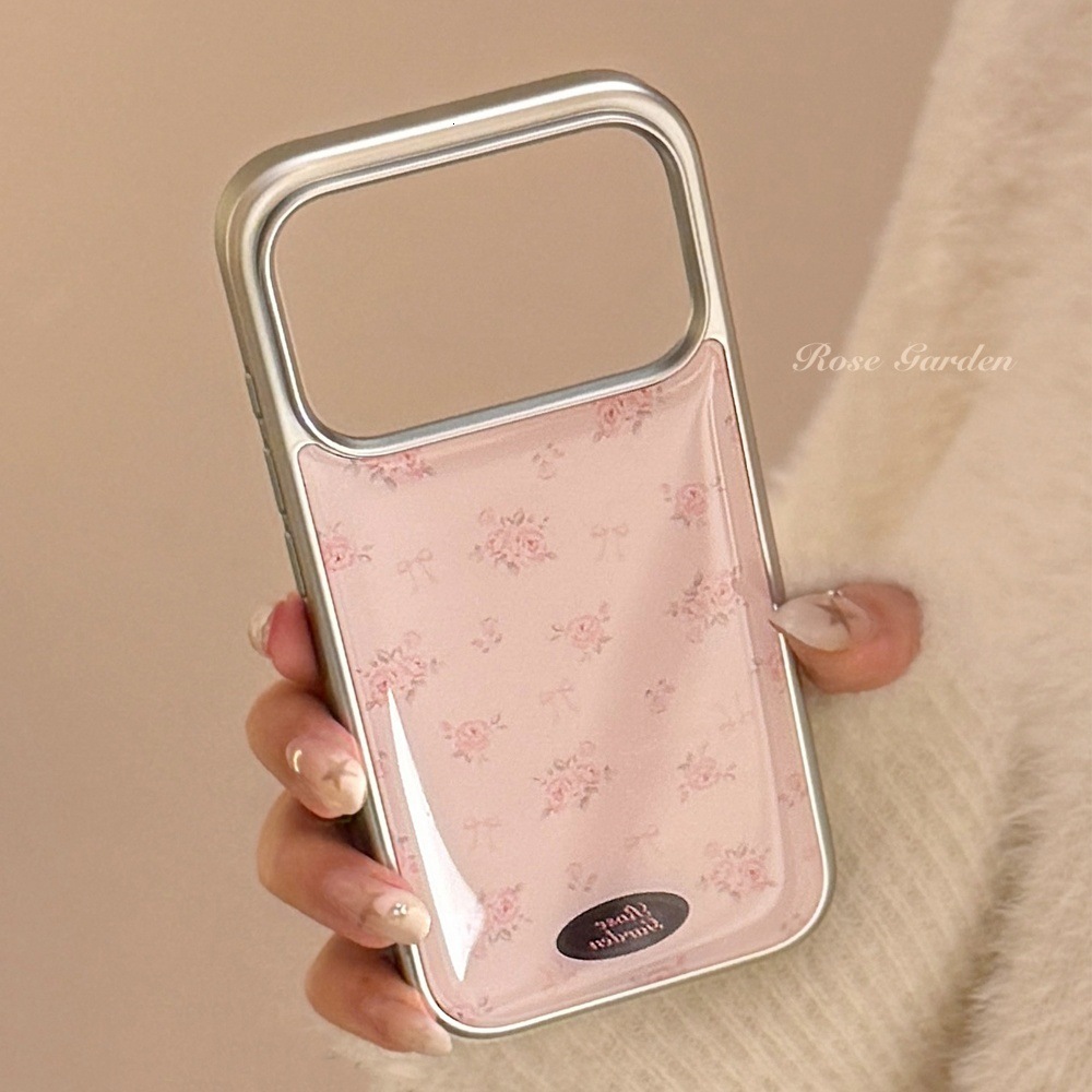 Girly Pink Flower Electroplated Phone Case Suitable for iPhone 17/16 Pro Personalized All-inclusive iPhone 15/14 Anti-fall