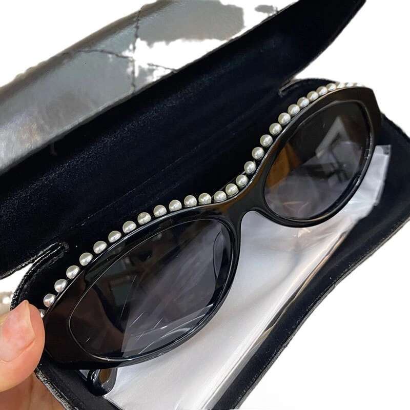 Fann Cat Eye Retro Pearl Elliptical Small Frame Sunglasses Glasses