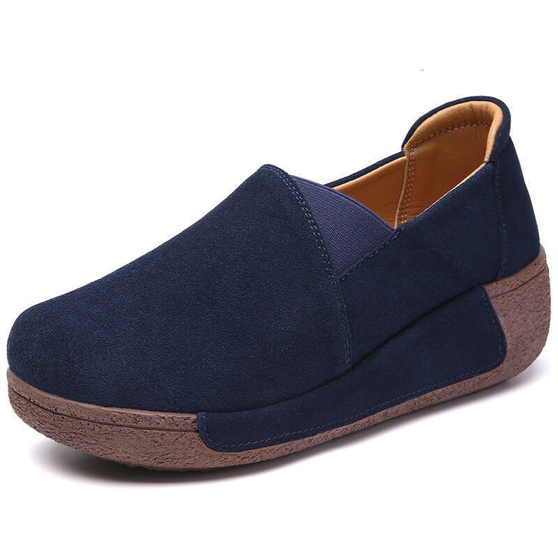 Large thick sole height increasing rocking 35-41 sponge cake with suede plus large size cowhide mother shoes