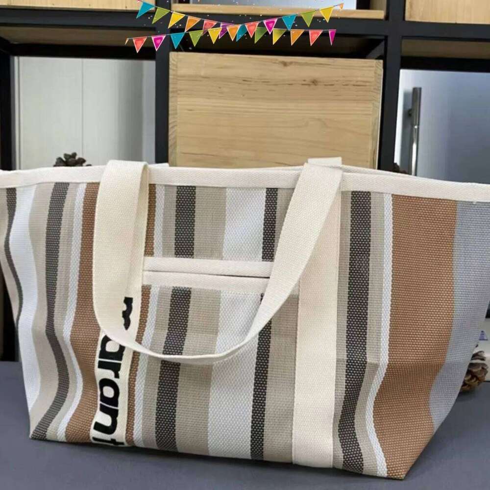 New Color Striped Woven Storage Large Capacity Leisure Shopping Bag, Beach Travel Single Shoulder Tote Bag 251102