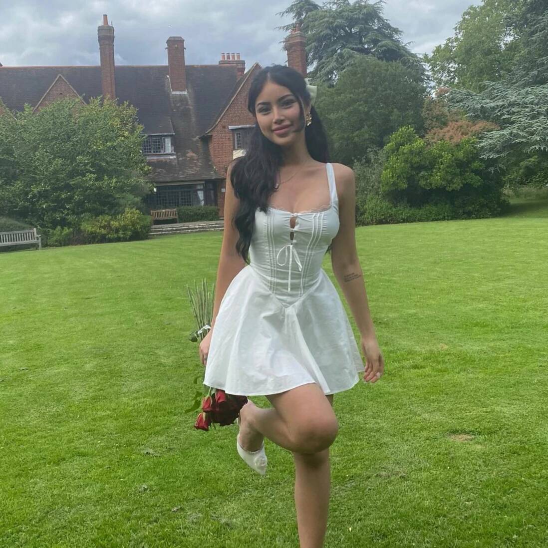 winter jacket women Mingmingxi Summer Lovely A Line Yellow Sexy Party Dresses Hollow Out Lace Up Elegant Holiday Dress Women