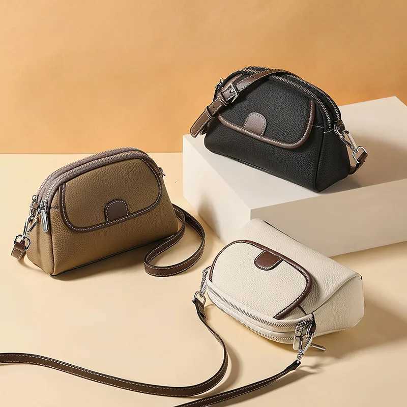 Zency Genuine Leather Womens Handbag Small Leather Bag Female Crossbody Fashion Lady Shoulder Handbags Linen Green Black Shell Z251104