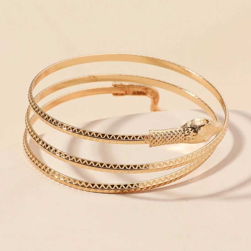 Alloy Spiral Armband Swirl Upper Arm Cuff Armlet Bangle Bracelet Egyptian Costume Accory for Wen Gold Silver ColorC250403