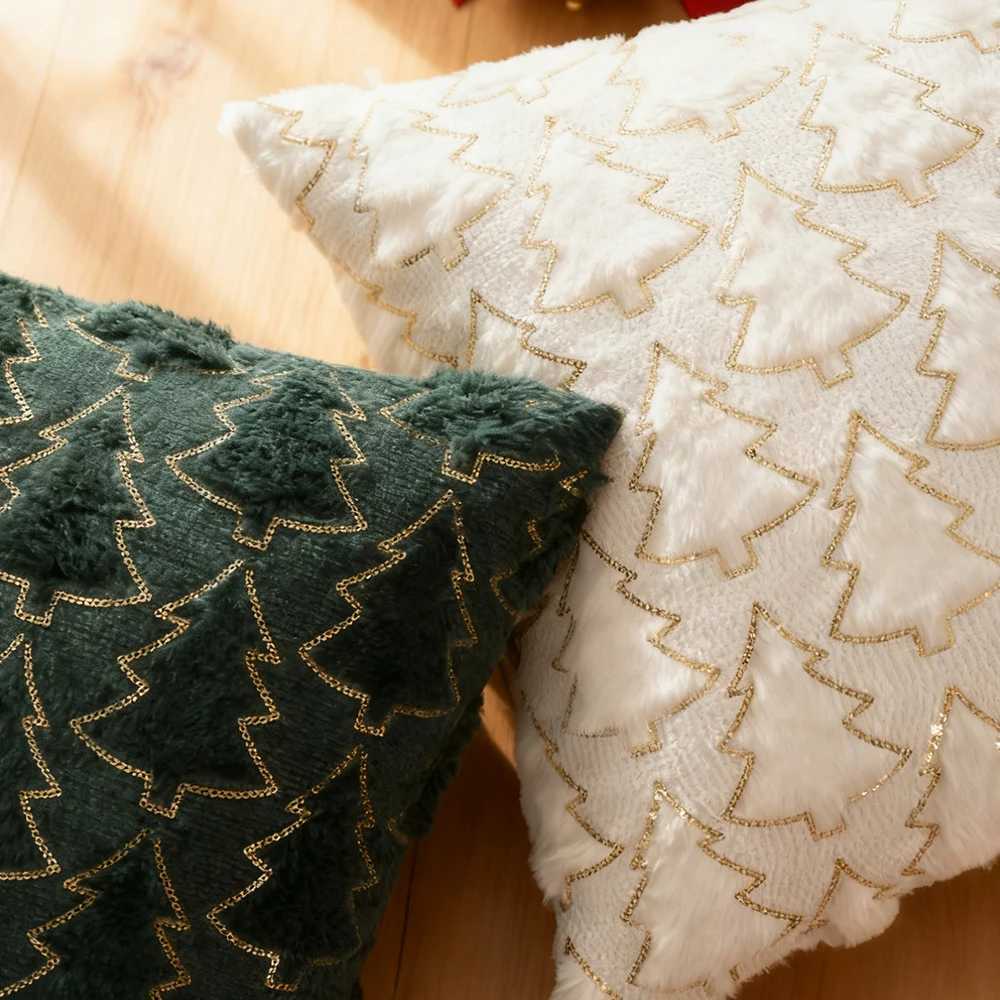 BUYNOW PV Velvet Gold Sequin Embroidery Pillowcase Red Green White Living Room Sofa Square Cushion Cover Home Bedroom Bed Decor Y251105