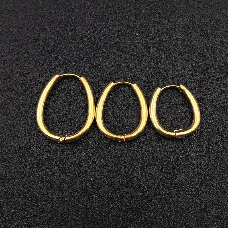 10pcslot Gold Stainless Steel Water Drop Hoop Earrings Black Geometry Oval Earrings for Women Female Jewelry Wholesale 251131