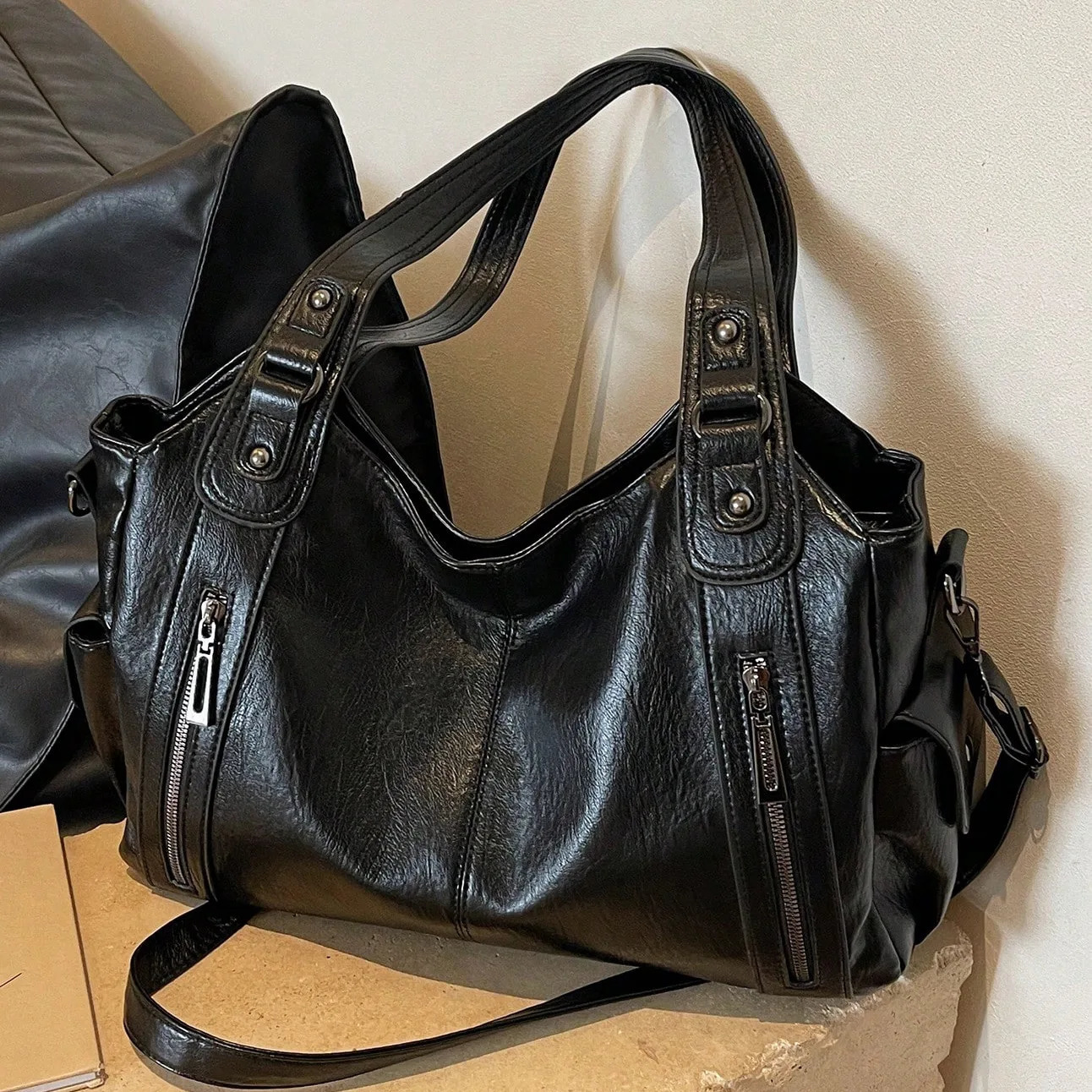 Two Layer Large Capacity Shopping Bag Womens Handbag High Quality Soft Leather Tote Bags Fashion Retro Female Shoulder bolsa 251031