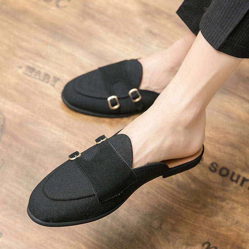 Oversized Baotou Half Tuo Sandals 2023 Summer New One Step Casual Bean British Colored Men's Shoes