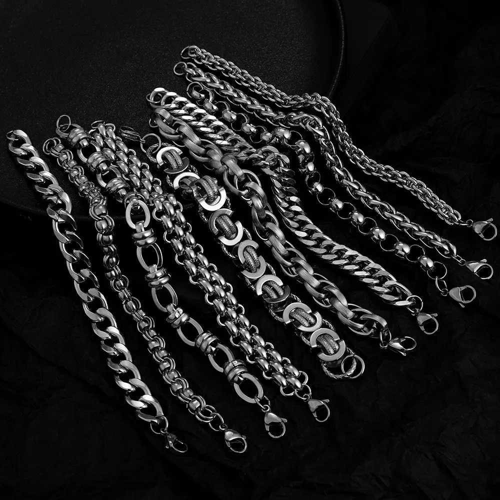 New 316L Stainless Steel Cuban Cable DIY Chain Bracelet for Men Women Kpop High Quality Jewelry Solid Metals not FadeXJ251105