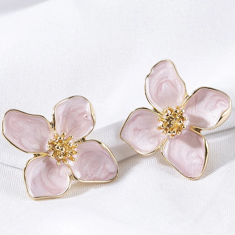 Obega flower earrings with pink and white studs spring summer trend cute jewelry for girls 250326