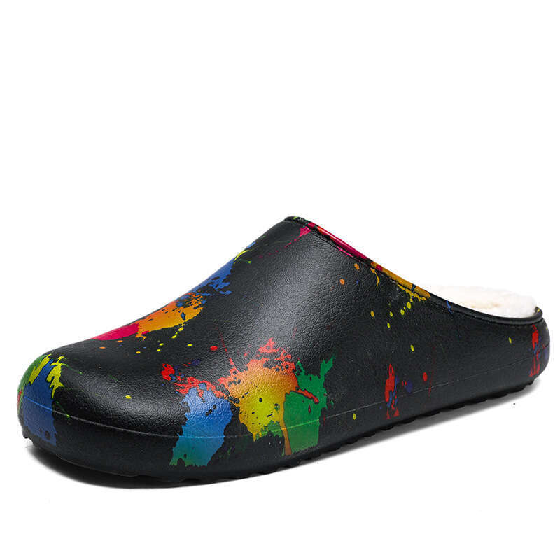 Large size shoes men 2023 winter new item with added velvet insulation home use, sizes 38-45 for lazy people, one foot cotton slippers