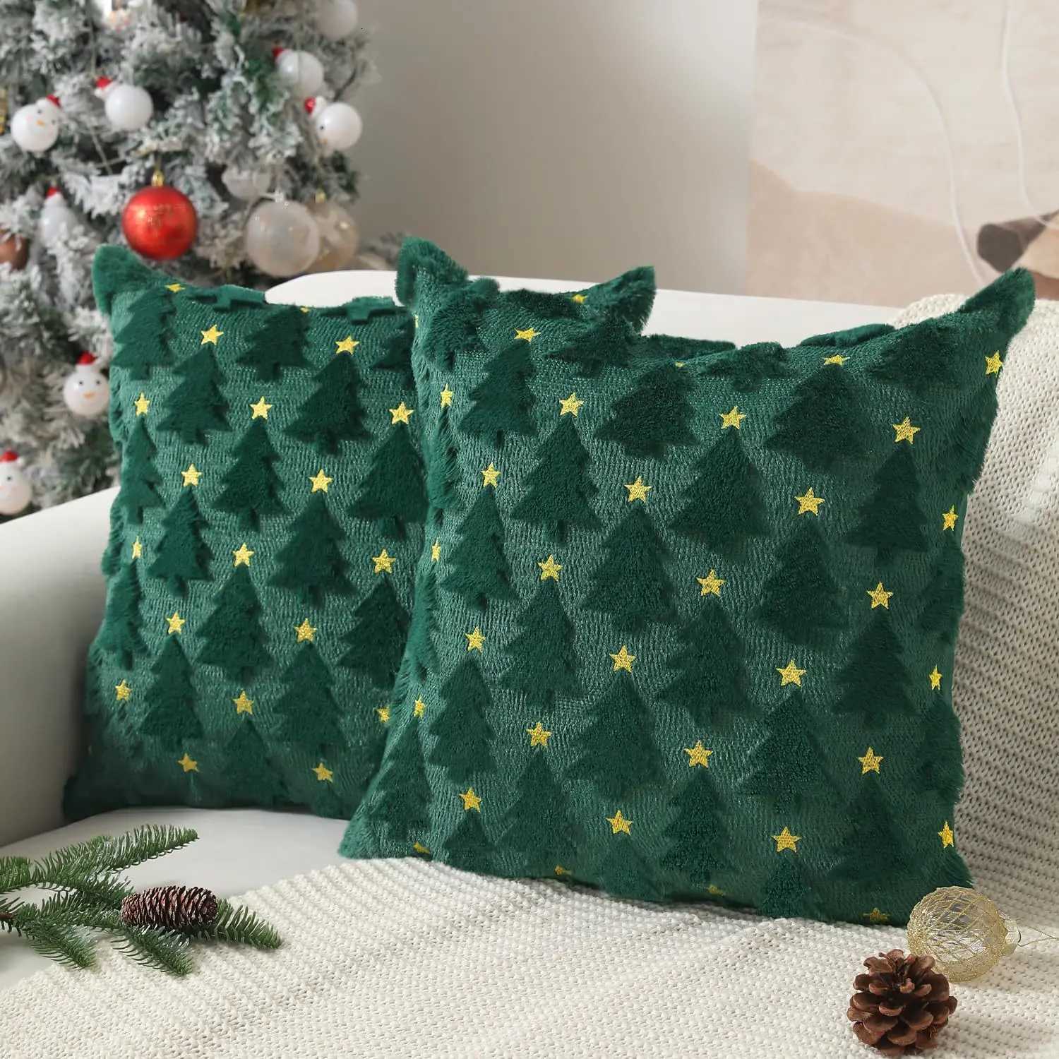 1pc Christmas Pillow Case Decorative Throw Cushion Set - Knitted Christmas Tree Pattern for Living Room Sofa Cushion Cover Y251105