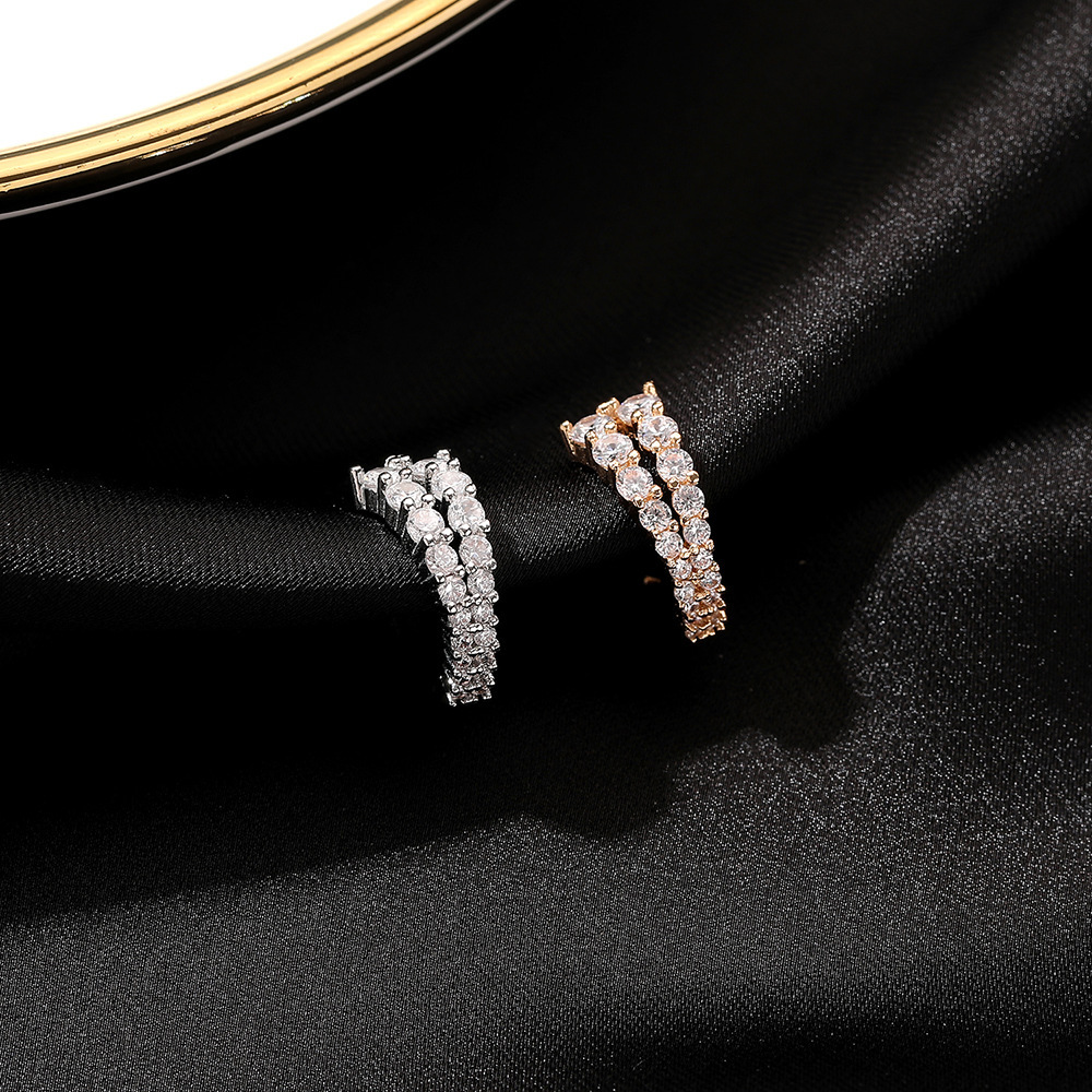 Korean Personality U-Shaped Clip for Women Without Piercing High-End Earrings Double-Layer Copper Inlaid Zircon Cuff Jewelry Ear Accessories