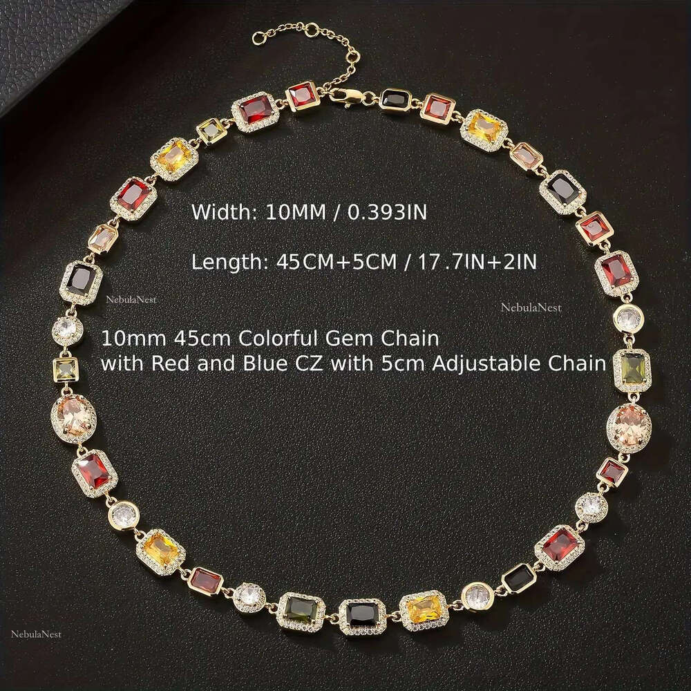 Multi Color Gemstone Beaded Necklace Rainbow Motley Choker Women Jewelry moissanite Tennis Gold Colorful Gem Stone Men Chain gift