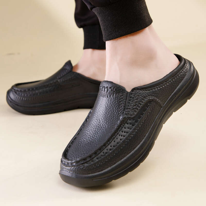 2023 Summer New One Step Driving Chef Shoes Large Baotou Lazy Half Tuo Thick Bottom Slippers