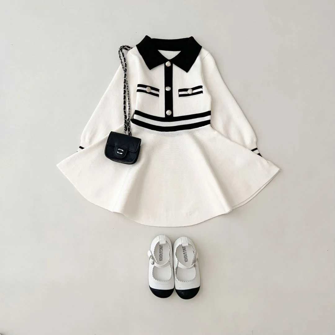 Autumn Fashionable Sweater Dress with Collar Fashionable Campus Style Slim Fit Knit Dress Girls Base Dress Y251105