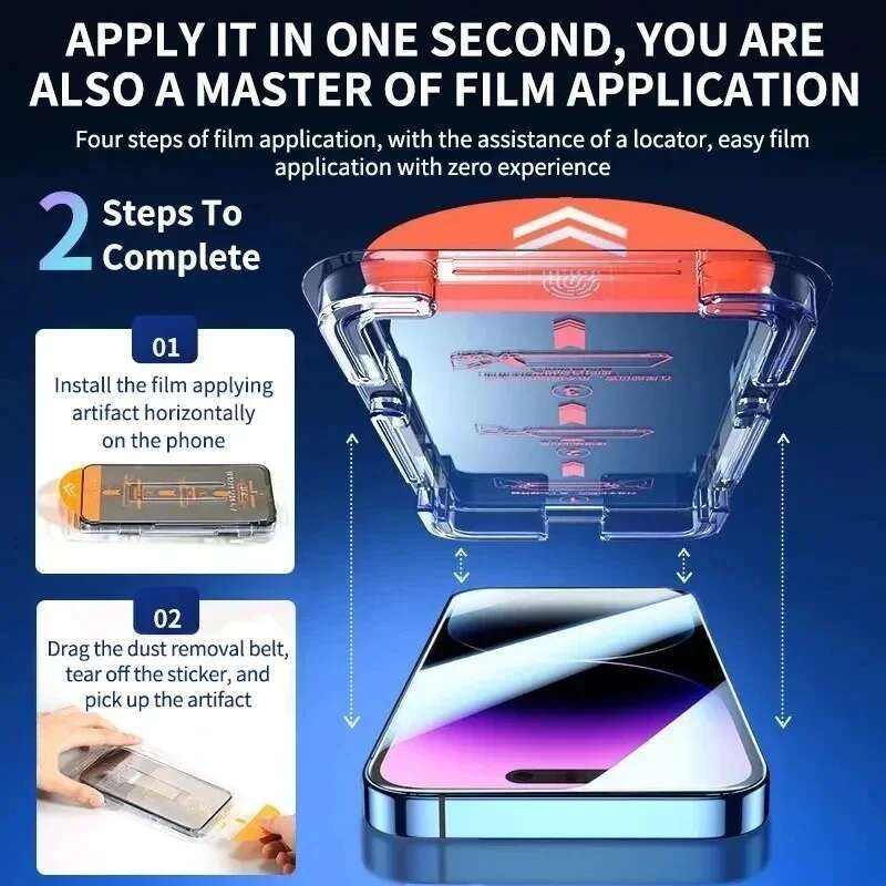 2Pcs Privacy Tempered Glass Screen for IPhone 15 14 13 12 11 16 Pro Max Plus Anti-Spy Dust free Installation Protector