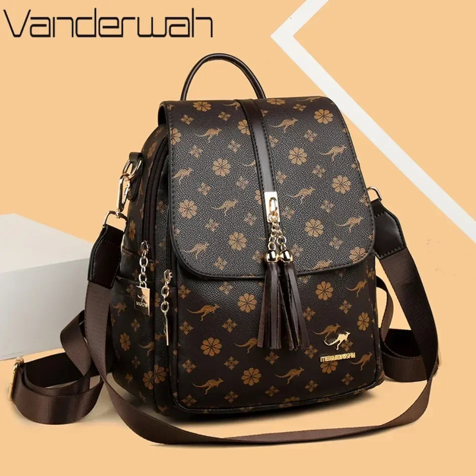 Ladies Backpack er High Quality Leather Women Bag Fashion Printing Tassel School Bags Large Capacity Backpacks Sac 251105