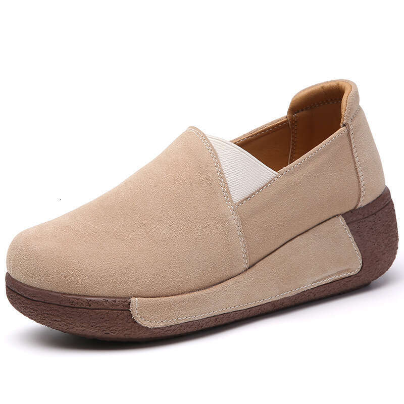 Large thick sole height increasing rocking 35-41 sponge cake with suede plus large size cowhide mother shoes