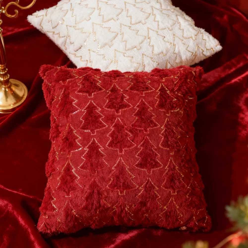 BUYNOW PV Velvet Gold Sequin Embroidery Pillowcase Red Green White Living Room Sofa Square Cushion Cover Home Bedroom Bed Decor Y251105