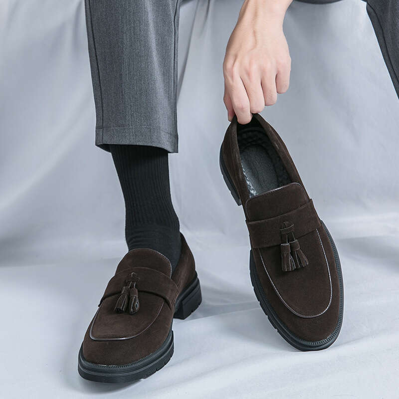 Large size 46 new matte fringed fashionable men's business formal leather shoes, one foot lazy shoes