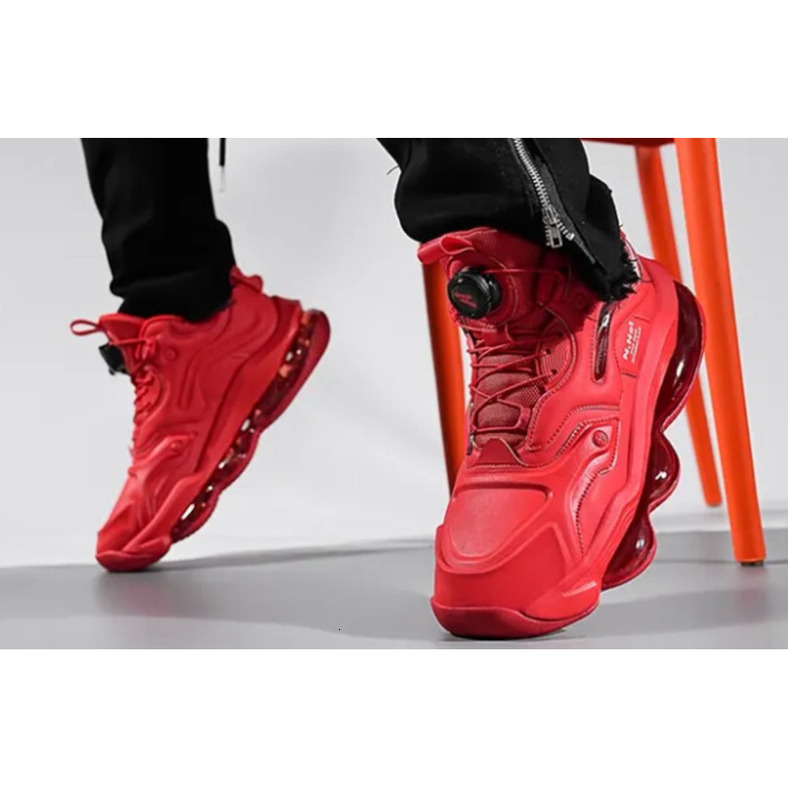 Autumn Winter Black Men's Sneakers Thick-Soled Cushion Shock Absorbing Comfortable For Running Office Commute Trendy