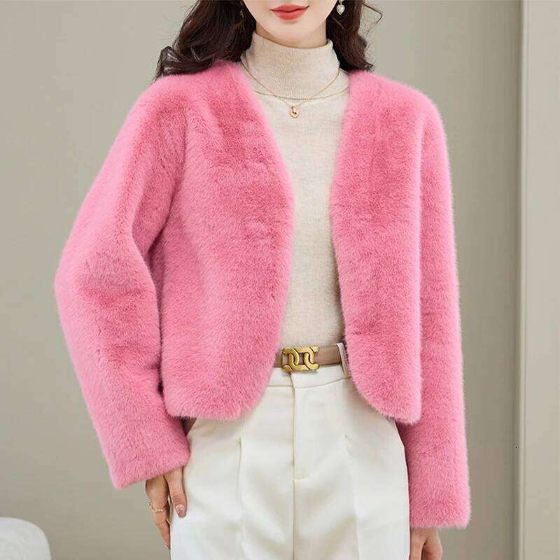 Korean Style Women's Autumn And Winter Faux Mink Fur Coats New High Quality Short Female Loose Thicken Warm Jacket Coat