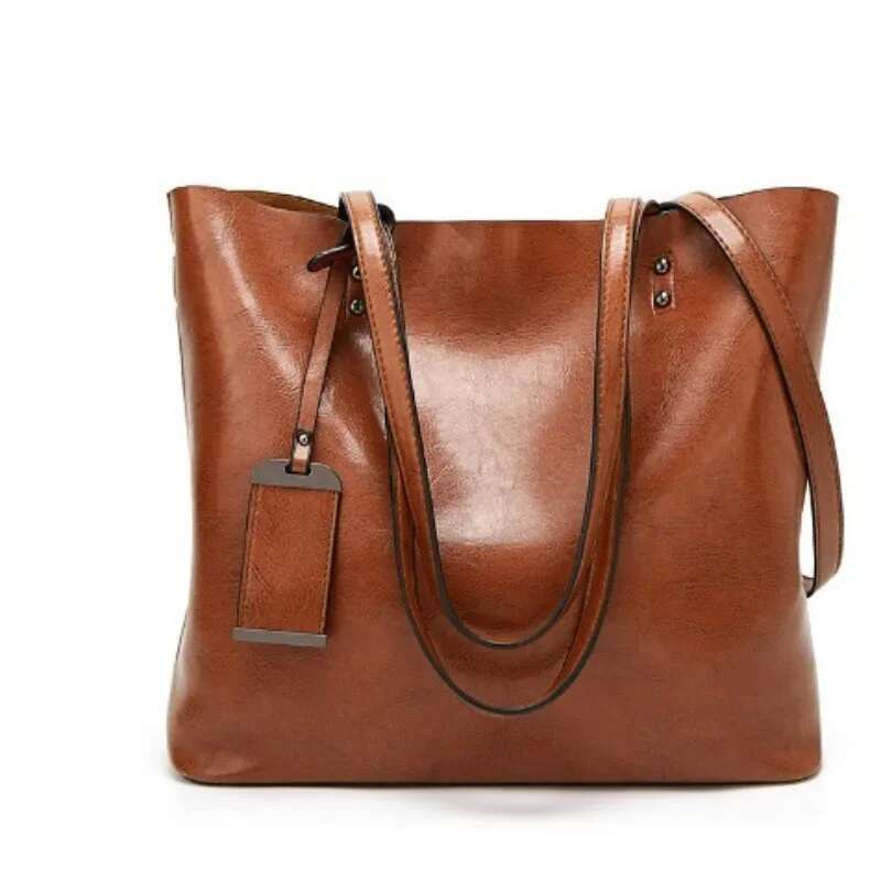 Wa Bucket Bag Simple Double Strap Handbag Fashion Women Handbags Crossbody Bags Leather Shopper Purses