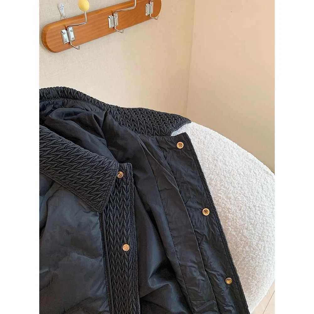 Womens Black Padded Jacket Warm Thicken Parka Jacket Harajuku Emo Polo-Neck Outerwear Jackets Vintage 2000s Winter Clothes 2025T251105