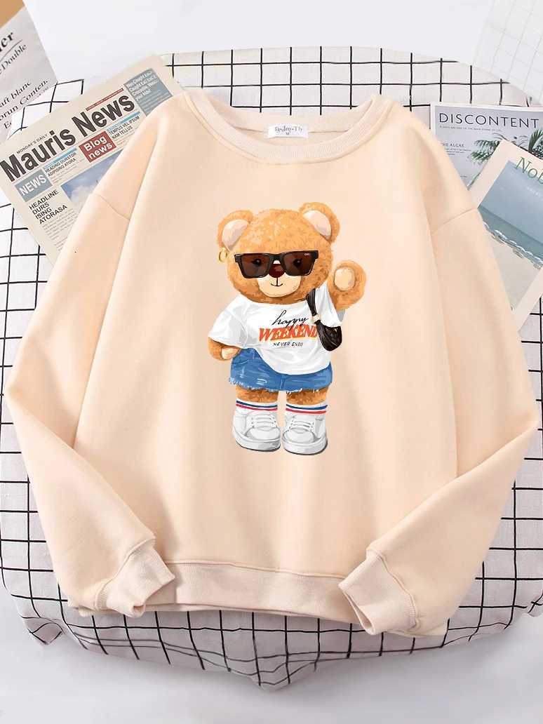 A Young Teday Bear Girl Full Of Vitality Cute Hoodie Women Street Fleece Hoody Hipster Loose Sweatshirt hip hop Oversized TopsT251105