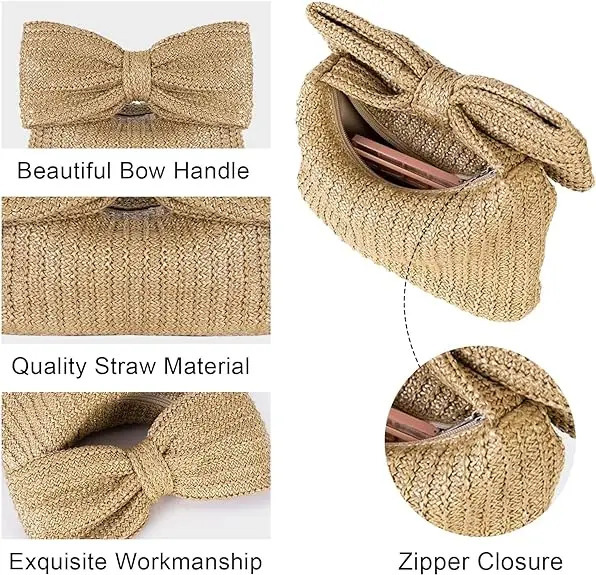 Elegant Summer Lightweight Straw Bag Womens Versatile Bohemian Vacation Womens Clutch Wallet Perfect for Beach and Daily Fashion 250402