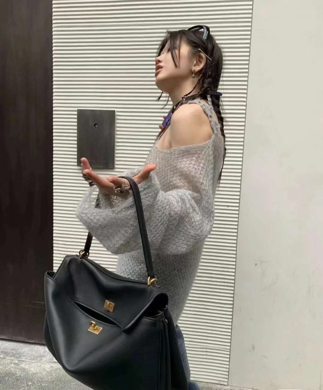 Retro Genuine Tote Ladies Elegant Handbags Woman Shoulder Messenger Bag Suede Leather Gold Sier Buckle Bags