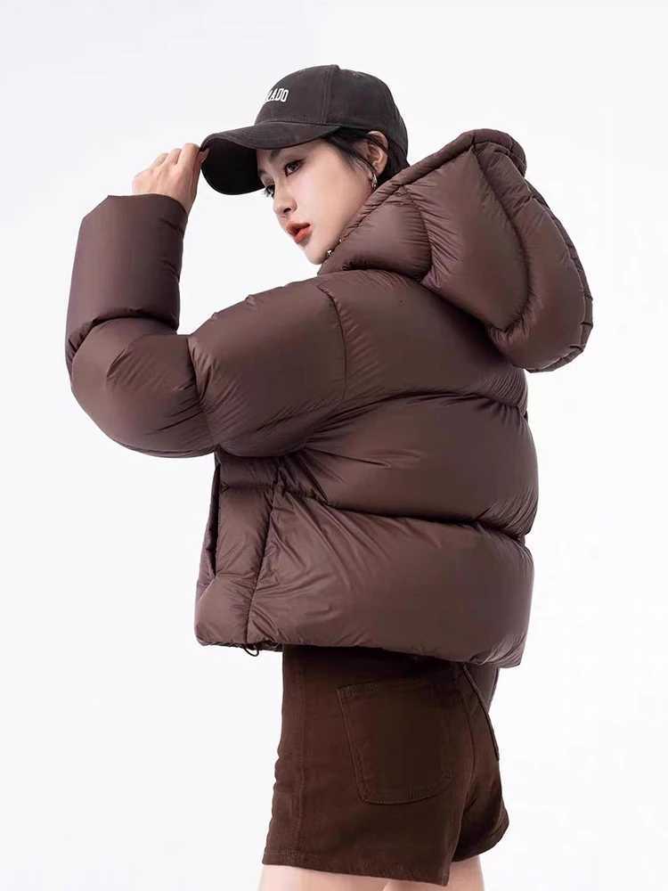 Winter Puff Hooded Short Down Jacket Female Zipper Warm Quilted Waterproof Jackets Women White Duck Down Thick Parker OutwearsT251105