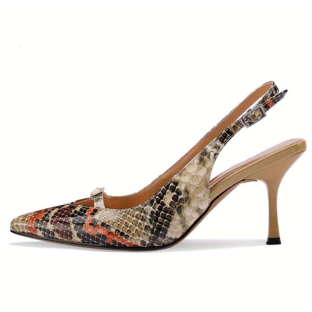 TDD Snake Print Womens Sandals Dressy Strappy Wide Sandalias Comfortable Summer Dress Pointed Toe High Heels Ladies Fashion Elegantes 3 Inch Stiletto 