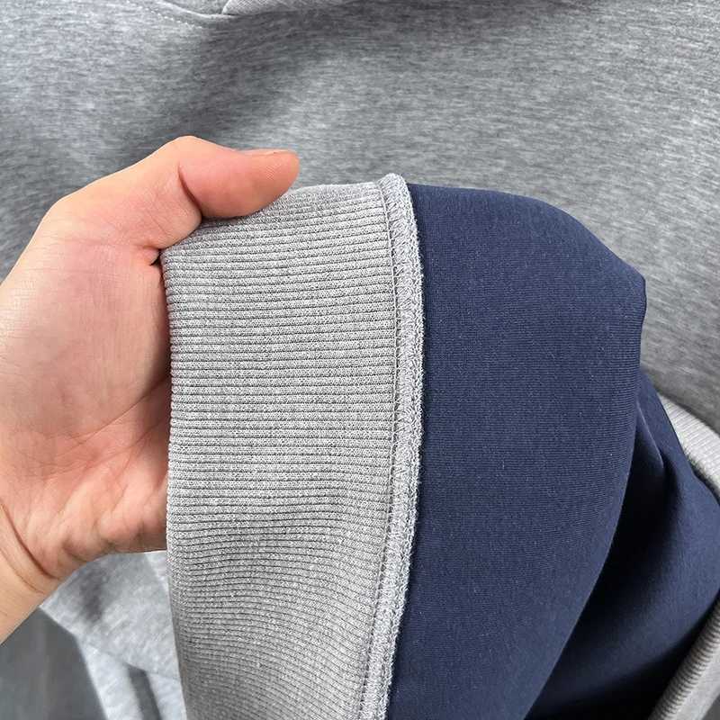 mens new autumn winter long sleeves hooded sweatshirt keep warm high grammage tops leisure High Street versatile mens clothingT251105