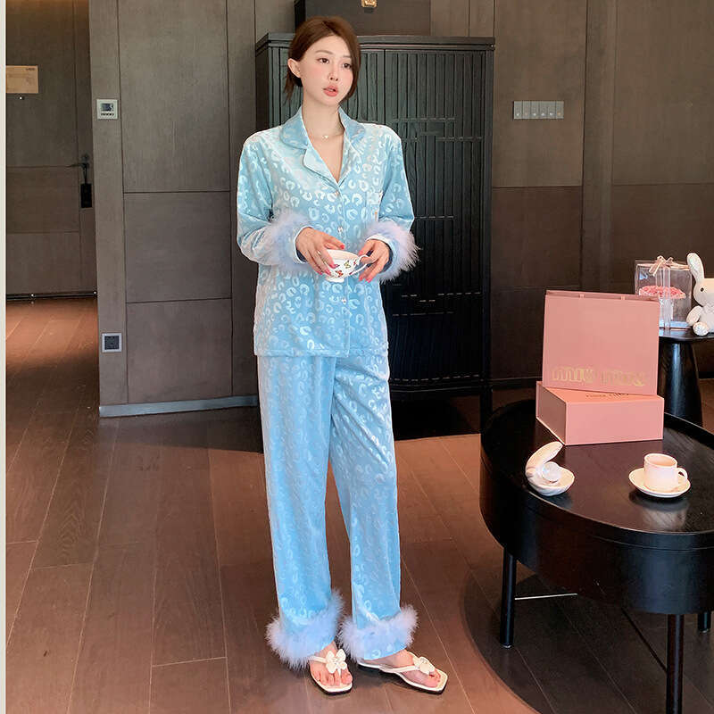 Pajamas Designer Luxcury Women Pyjamas Autumn Winter Long Sleeve Plus Size Sexy Leopard Print Set Internet Celebrity High-End Homewear